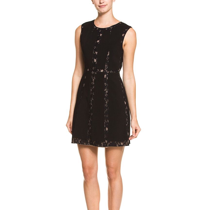 Bcbg Black Lace Detail Marae Cocktail Dress